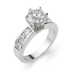 iiAthena Round Cut Channel Setting Moissanite Engagement Ring