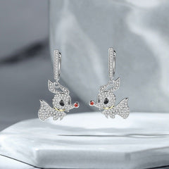 Ghost Dog Moissanite Earrings In Sterling Silver