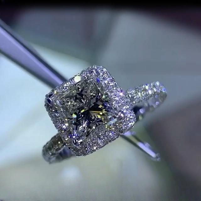 iiAthena Halo Princess Cut Moissanite Engagement Ring