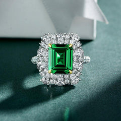 iiAthena Halo Emerald Engagement Ring