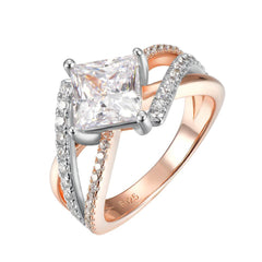 iiAthena Two Tone Princess Cut Moissanite Engagement Ring