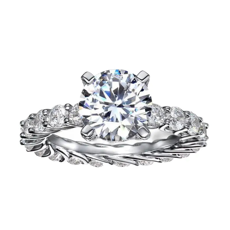 Round Engagement Ring With Eternity Band