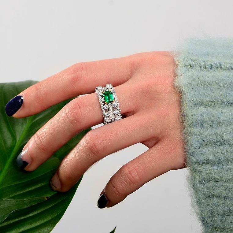 iiAthena Vintage Emerald Engagement Ring