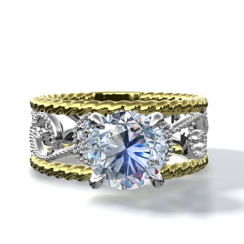 iiAthena Two Tone Leaf Design Moissanite Engagement Ring