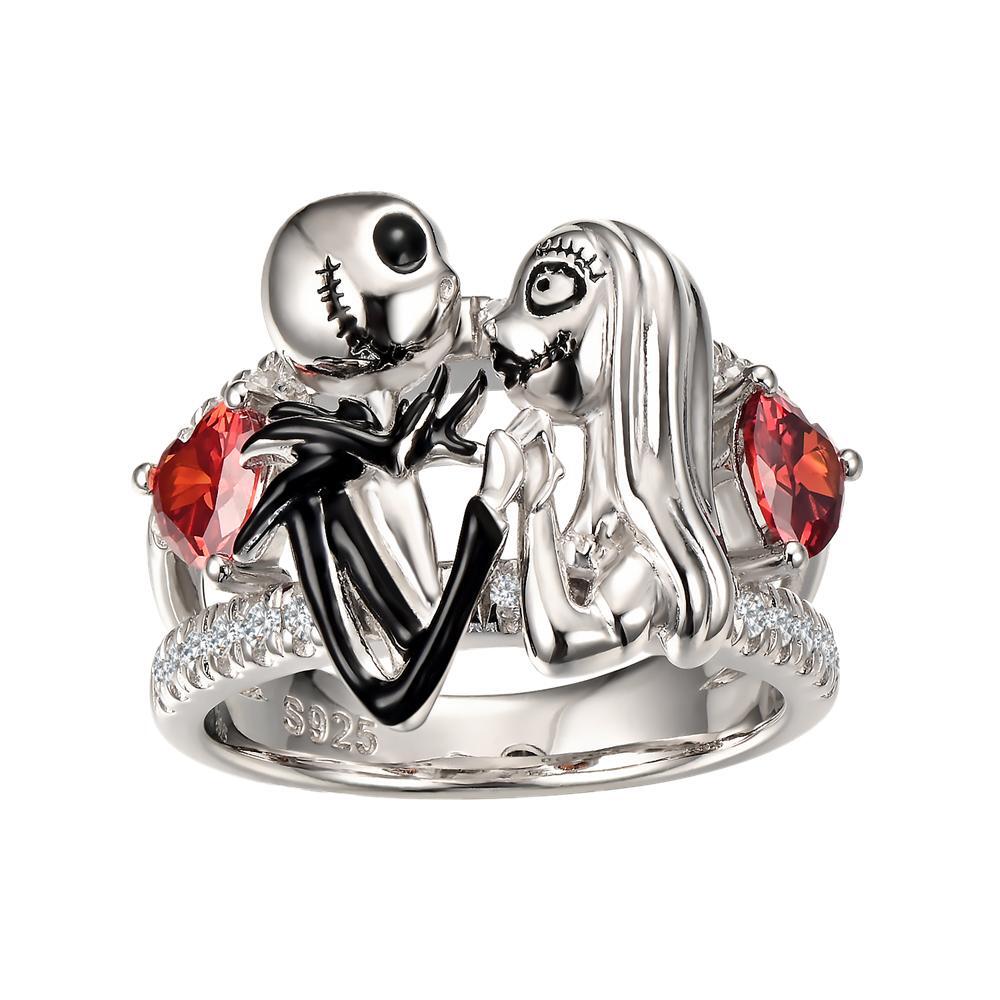 Halloween Skull Couple Sterling Silver Ring