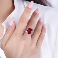6.5CT Elongated Cushion Cut Ruby Engagement Ring