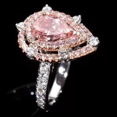 iiAthena Double Halo Pear Shaped Pink Gemstone Engagement Ring