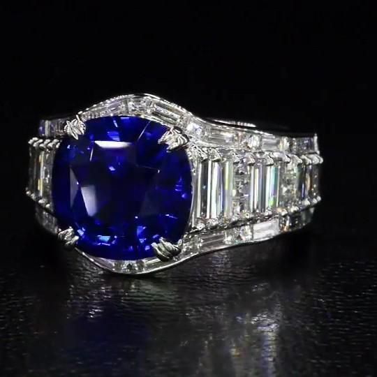 6.84CT Cushion Cut Sapphire Ring