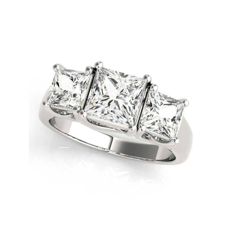 iiAthena Princess Cut Three Stone Moissanite Engagement Ring