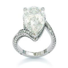 ByPass Twisted Pear Shaped Moissanite Engagement Ring