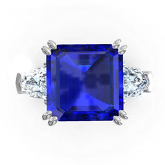 iiAthena Asscher Cut Three Stone Sapphire Engagement Ring