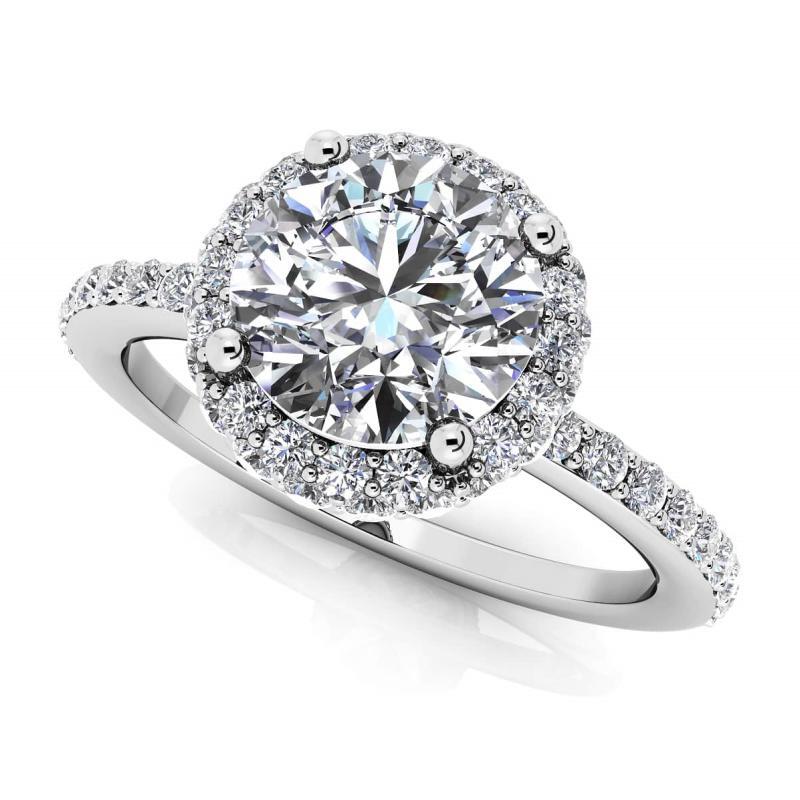 iiAthena Halo Round Cut Moissanite Engagement Ring