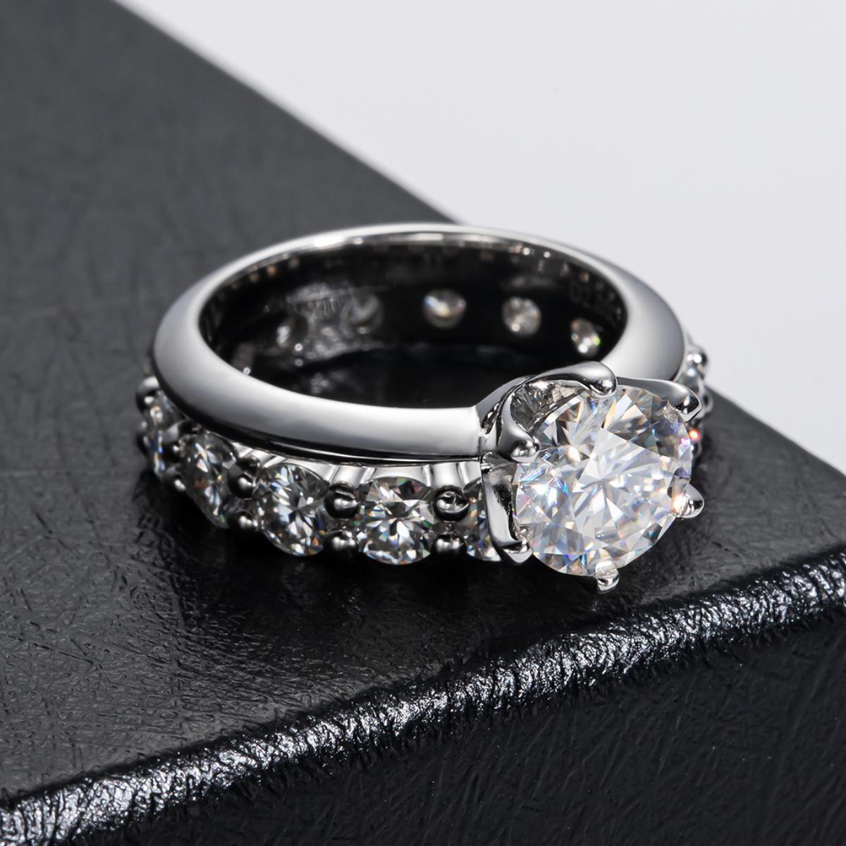 iiAthena Moissanite Engagement Ring And Eternity Band Bridal Set