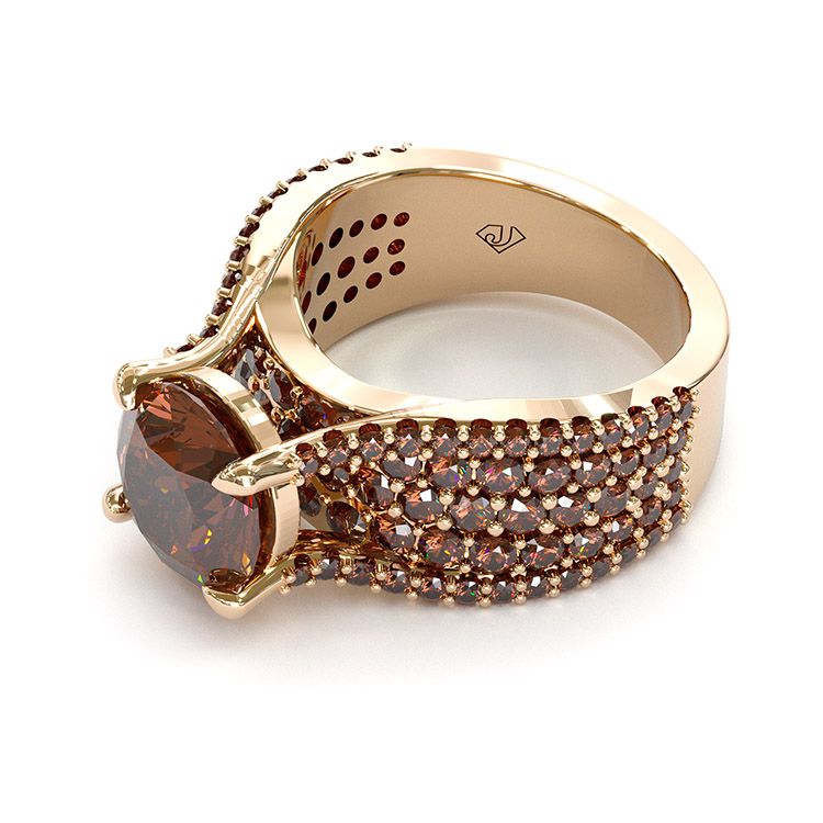 Round Chocolate Gemstone Engagement Ring