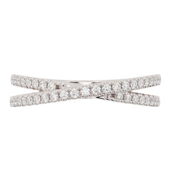 Moissanite Criss Cross Wedding Band Stackable Ring