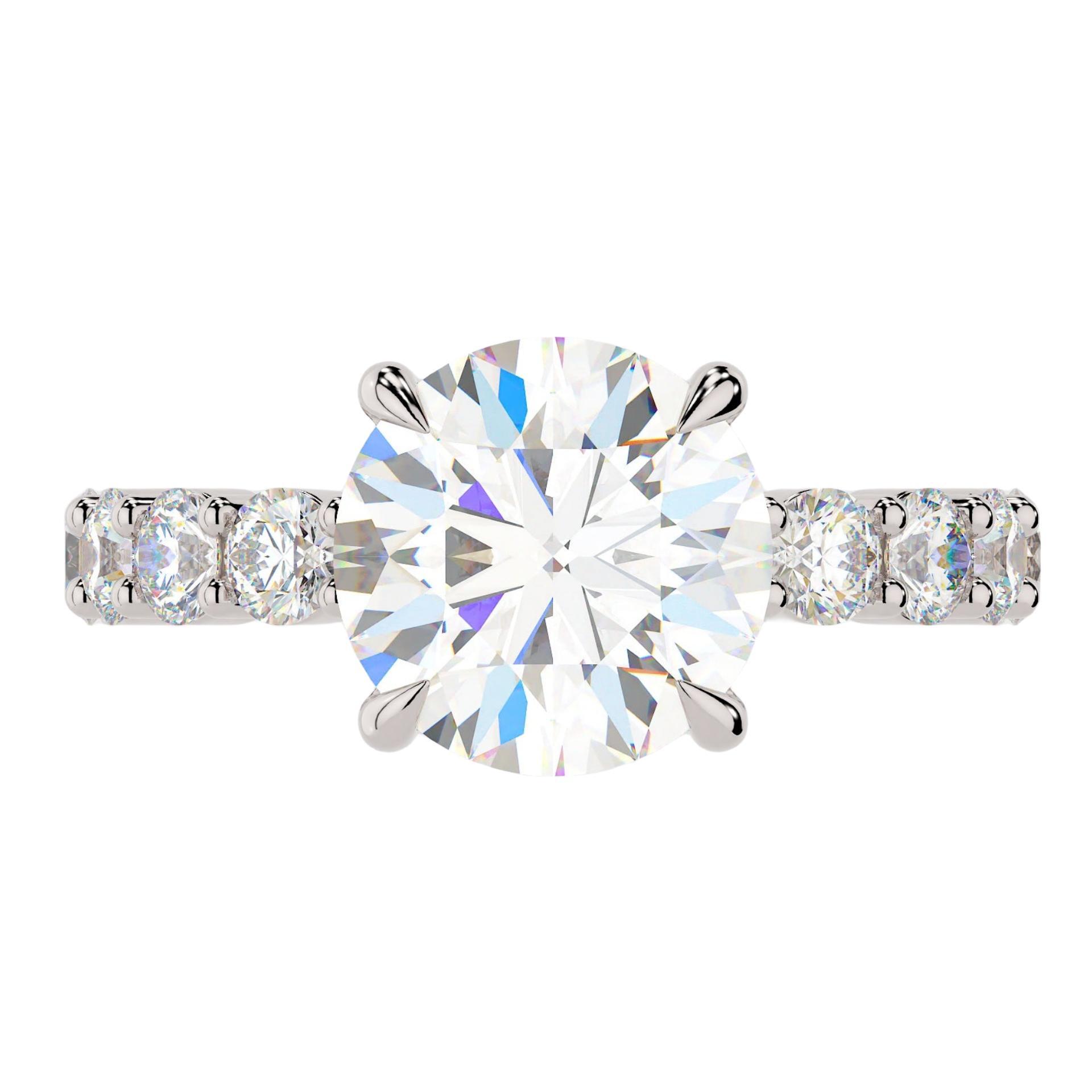 Round Moissanite Engagement Ring With Eternity Band