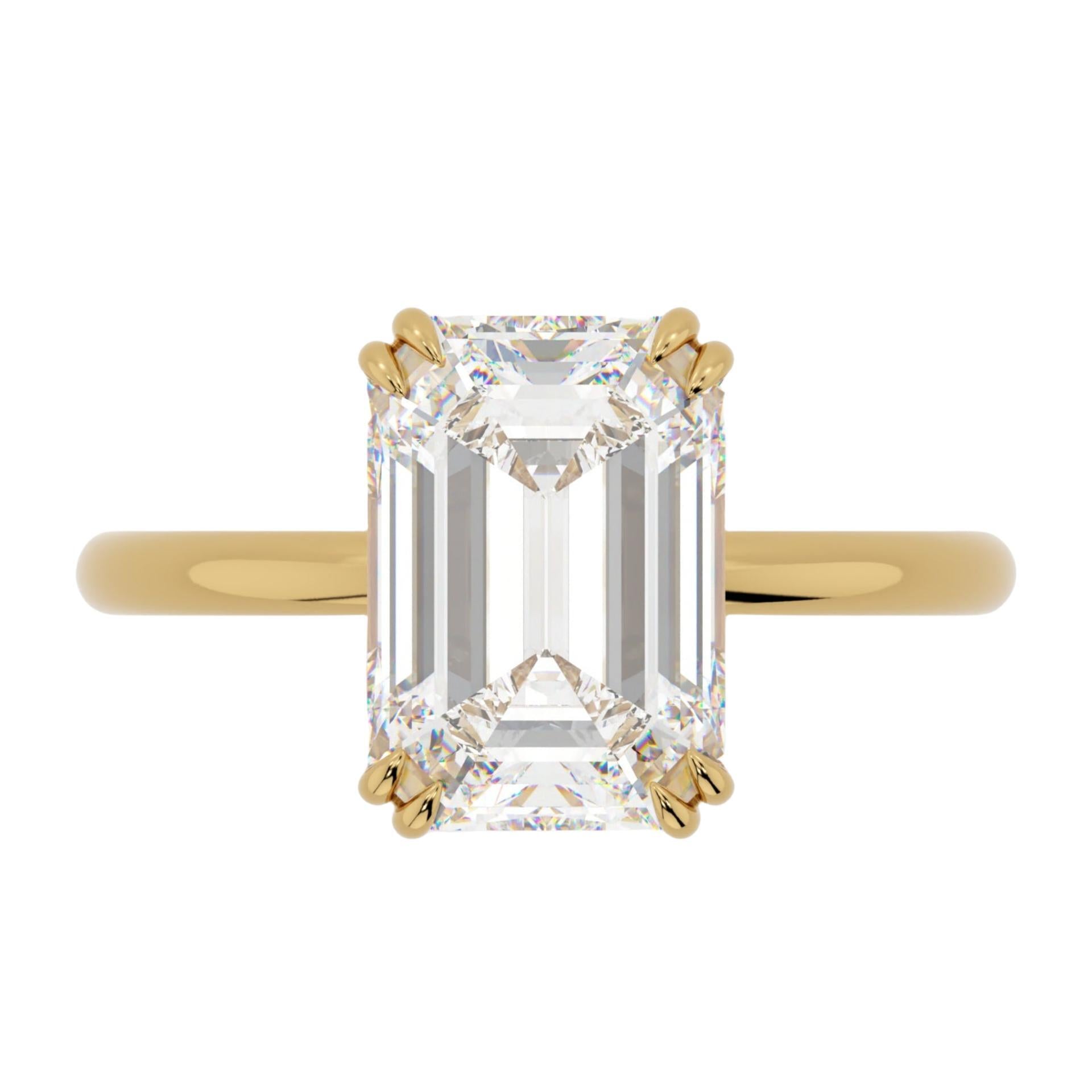 Emerald Cut Solitaire Moissanite Engagement Ring