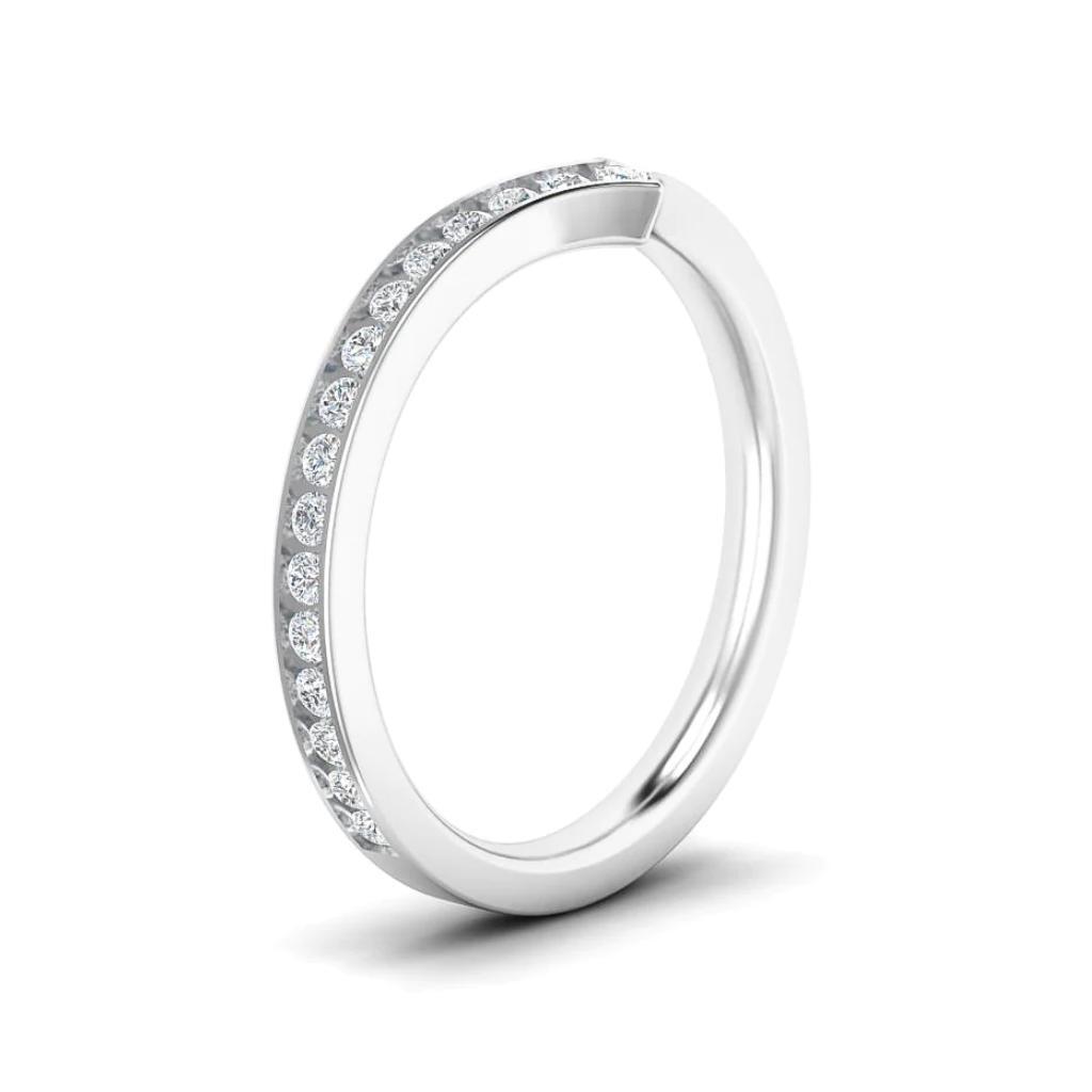 Half Eternity Chevron Band Moissanite Wedding Ring