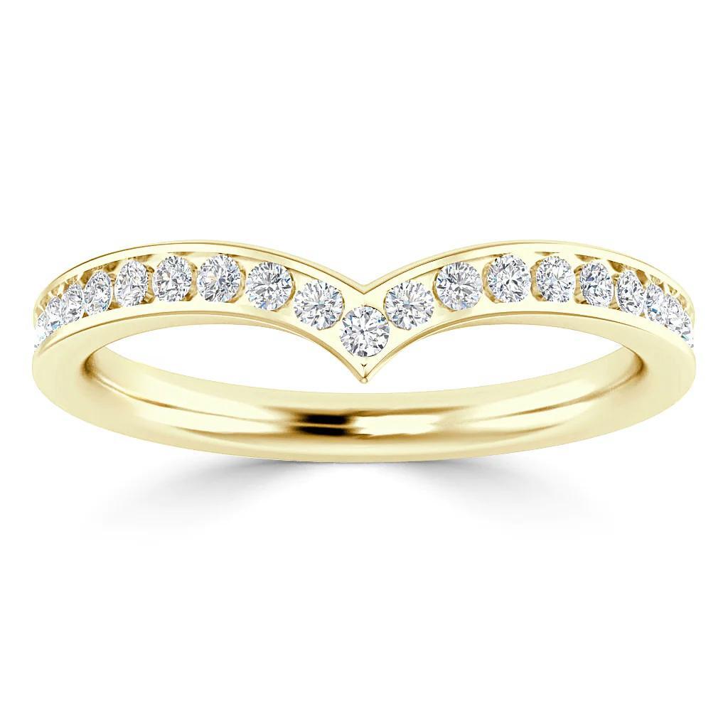 Half Eternity Chevron Band Moissanite Wedding Ring
