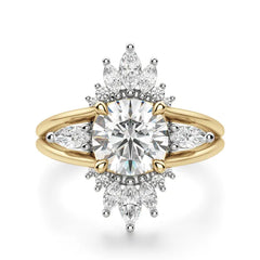 Two Tone Vintage Round Cut Moissanite Engagement Ring