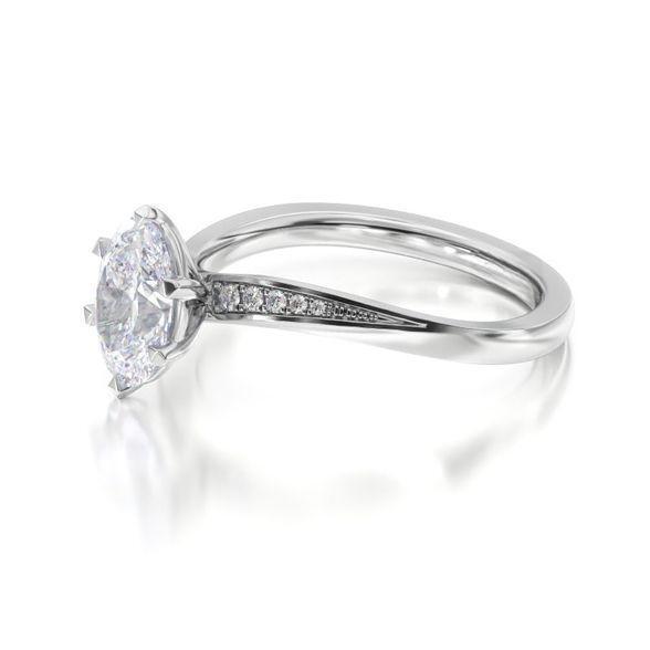 Six Prong Wavy Oval Cut Moissanite Shank Engagement Ring