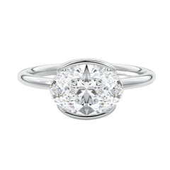 iiAthena Half Bezel Solitaire Oval Cut Moissanite Engagement Ring