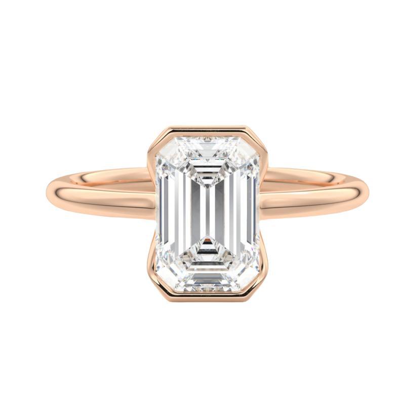 iiAthena Half Bezel Solitaire Emerald Cut Moissanite Engagement Ring