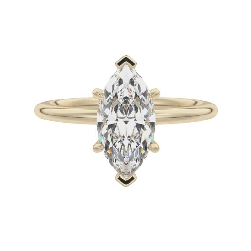 Solitaire Hidden Halo Marquise Cut Moissanite Engagement Ring