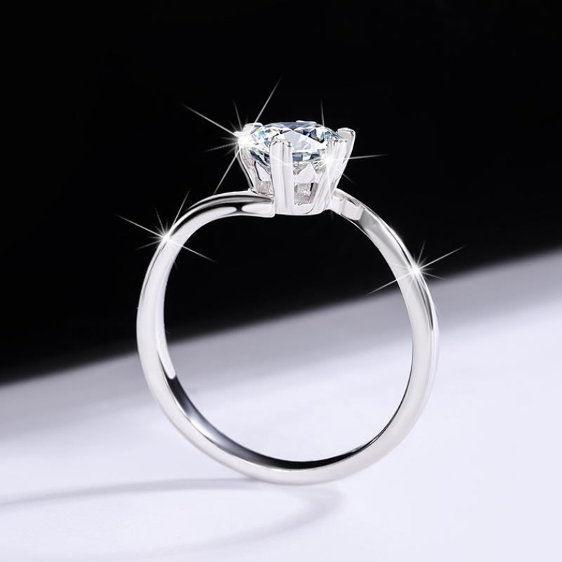 Snowflake Round Moissanite Engagement Ring