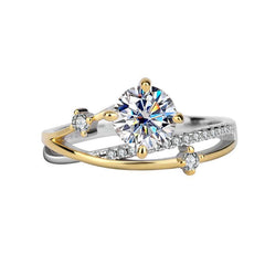 1.0ct Two Tone Twig And Buds Moissanite Engagement Ring