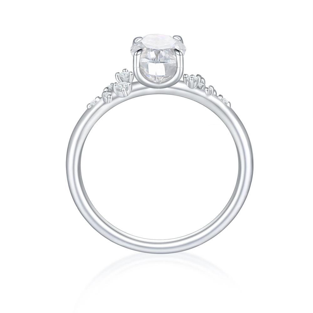 Oval Moissanite Engagement Ring With Minimalistic Side Stones