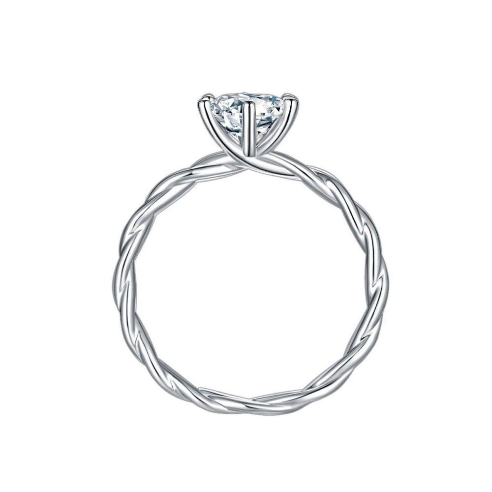 Six Prong Twisted Moissanite Engagement Ring