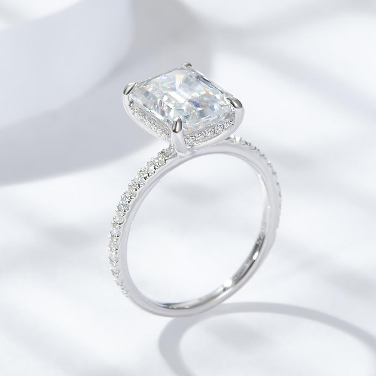 4.0ct Emerald Cut Moissanite Engagement Ring