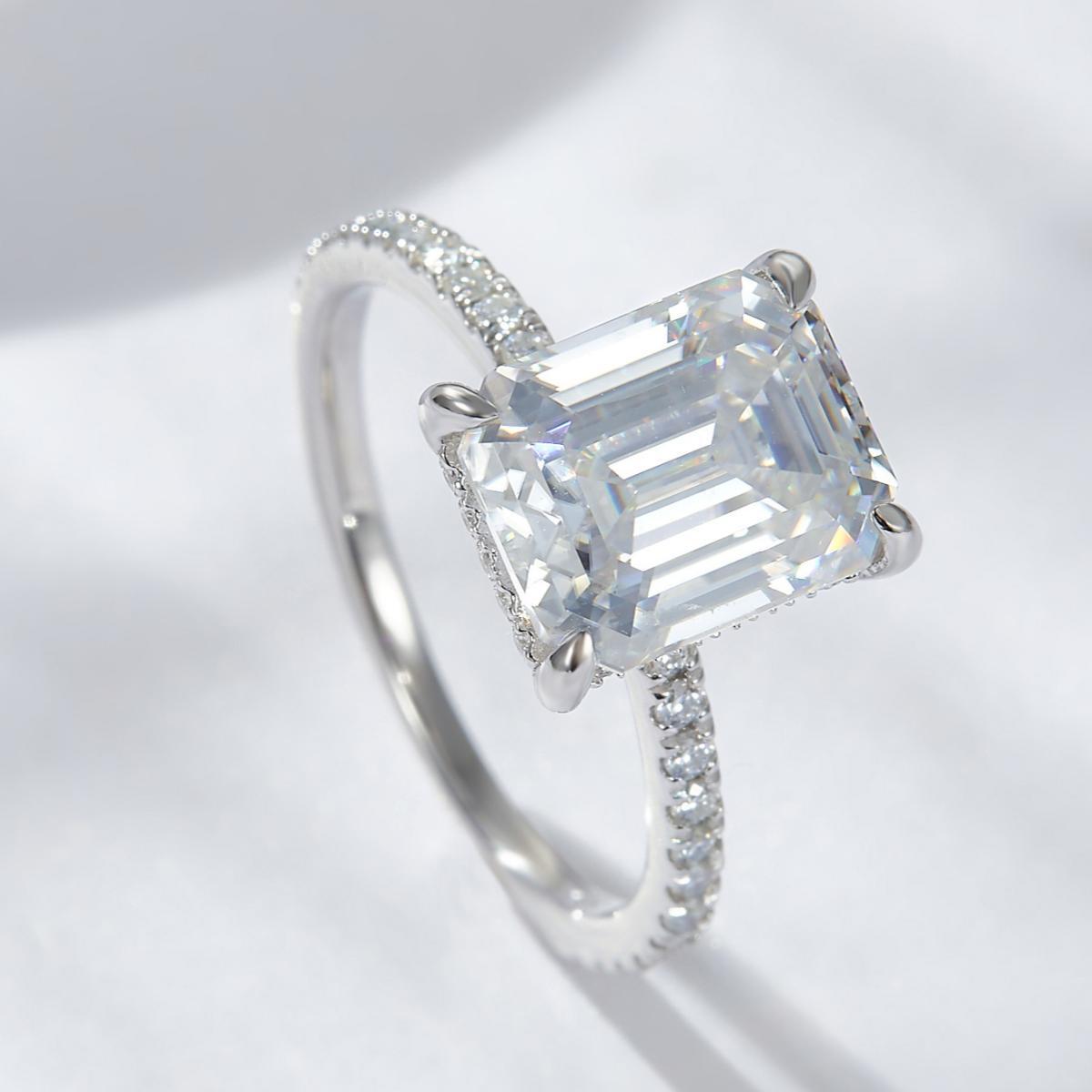 4.0ct Emerald Cut Moissanite Engagement Ring