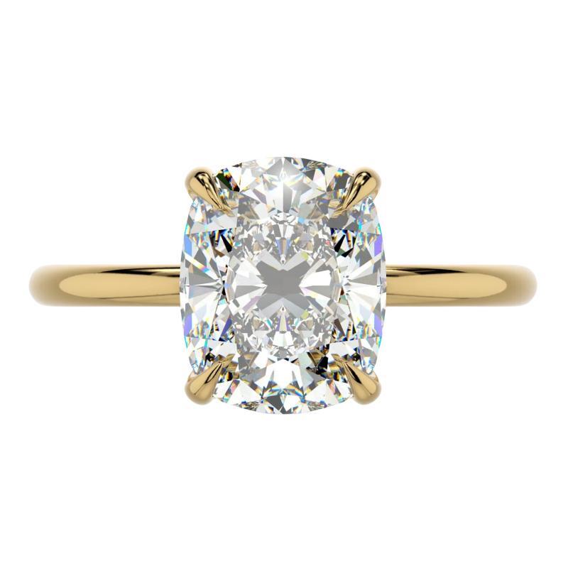 3.2 ct Cushion Cut Solitaire Moissanite Engagement Ring