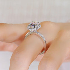 3.0ct Halo Oval Cut Moissanite Engagement Ring