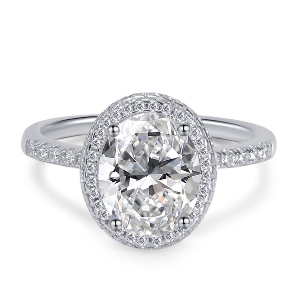 3.0ct Halo Oval Cut Moissanite Engagement Ring