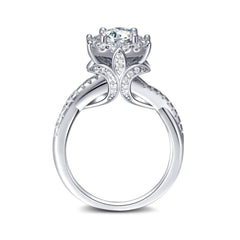 Halo Round Twisted Moissanite Engagement Ring