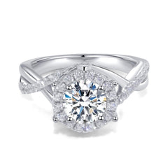Halo Round Twisted Moissanite Engagement Ring