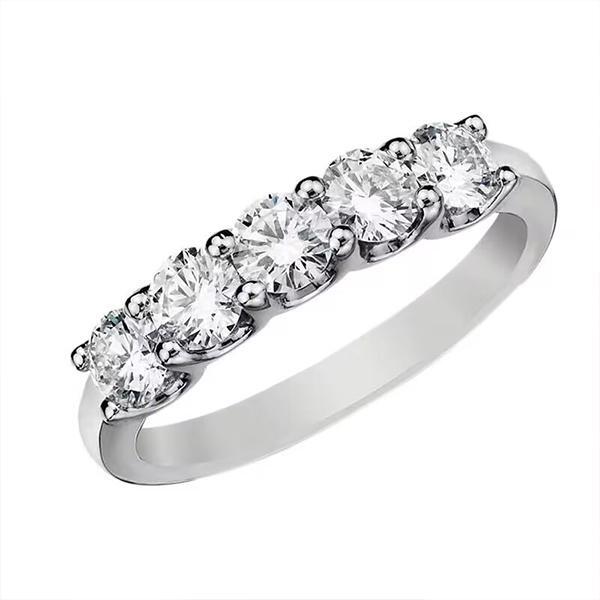 iiAthena U Prong 1.0ct Five Stone Moissanite Half Eternity Band In Sterling Silver