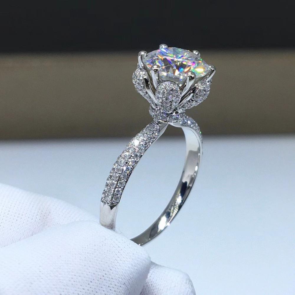 Six Prong Flower Inspired Round Moissanite Engagement Ring