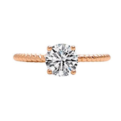 Rose Gold Tone Solitaire Twisted Band Moissanite Ring