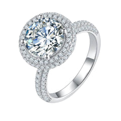 3.0ct Double Halo Moissanite Engagement Ring