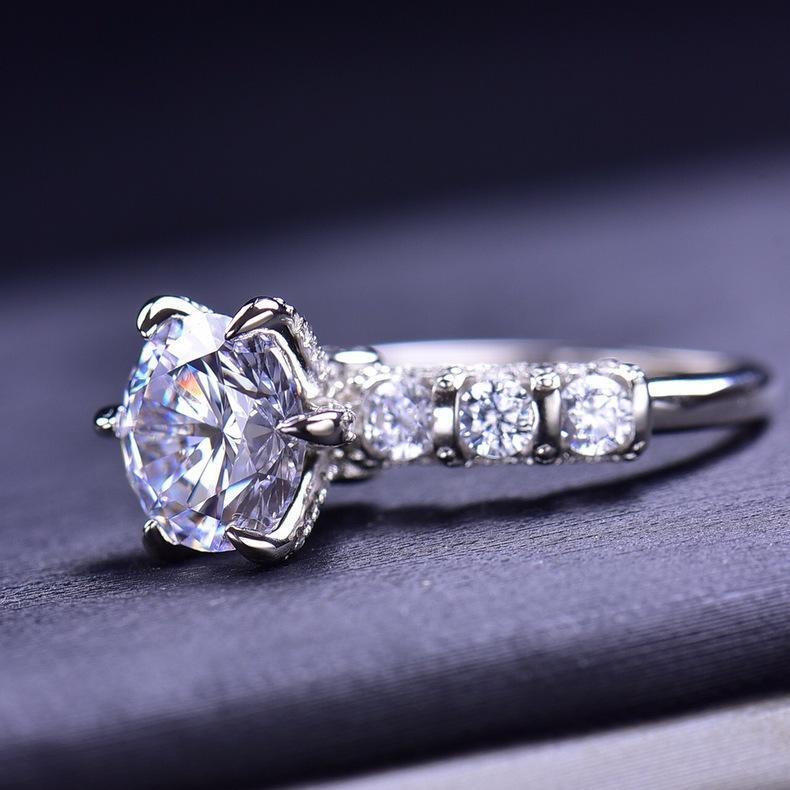 3.0ct Six Prong Moissanite Engagement Ring