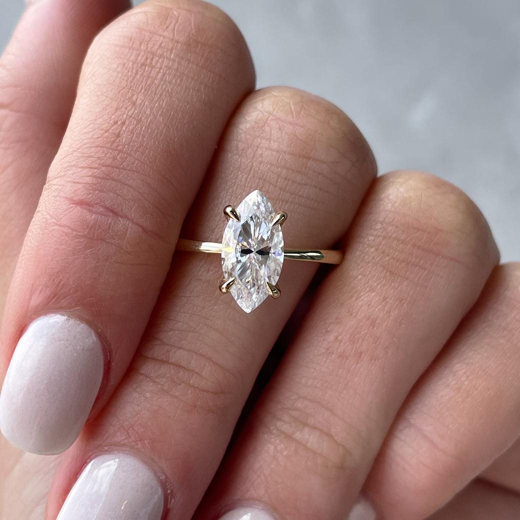 2ct Marquise Cut Solitaire Moissanite Engagement Ring