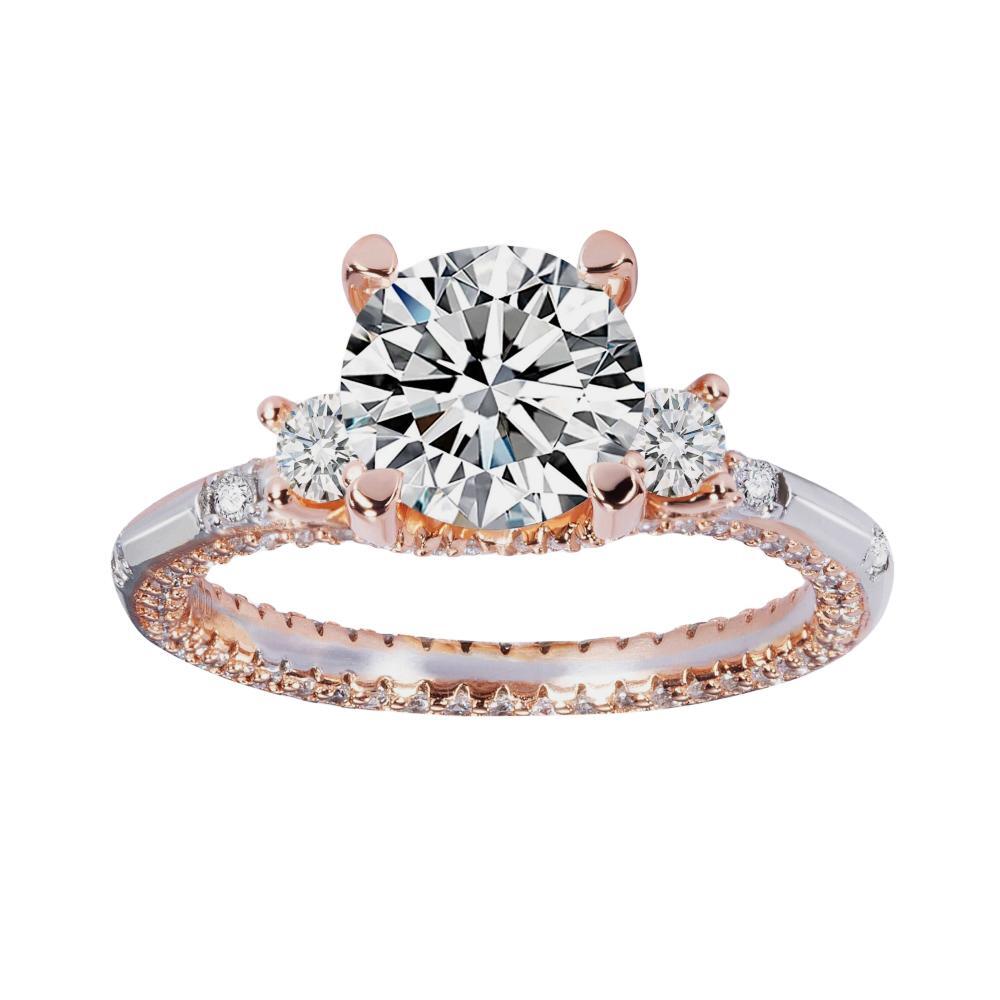 2.0ct Two Tone Round Moissanite Engagement Ring