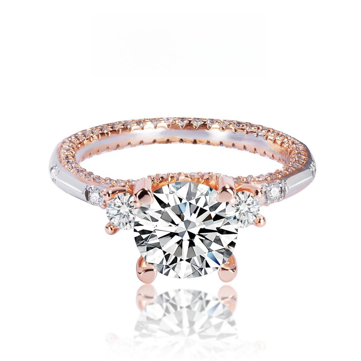 2.0ct Two Tone Round Moissanite Engagement Ring