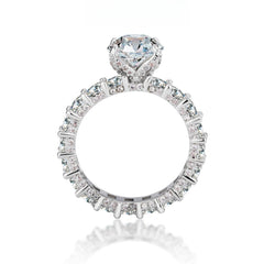 iiAthena 3.0ct Round Moissanite Engagement Ring With Princess Cut Side Accents