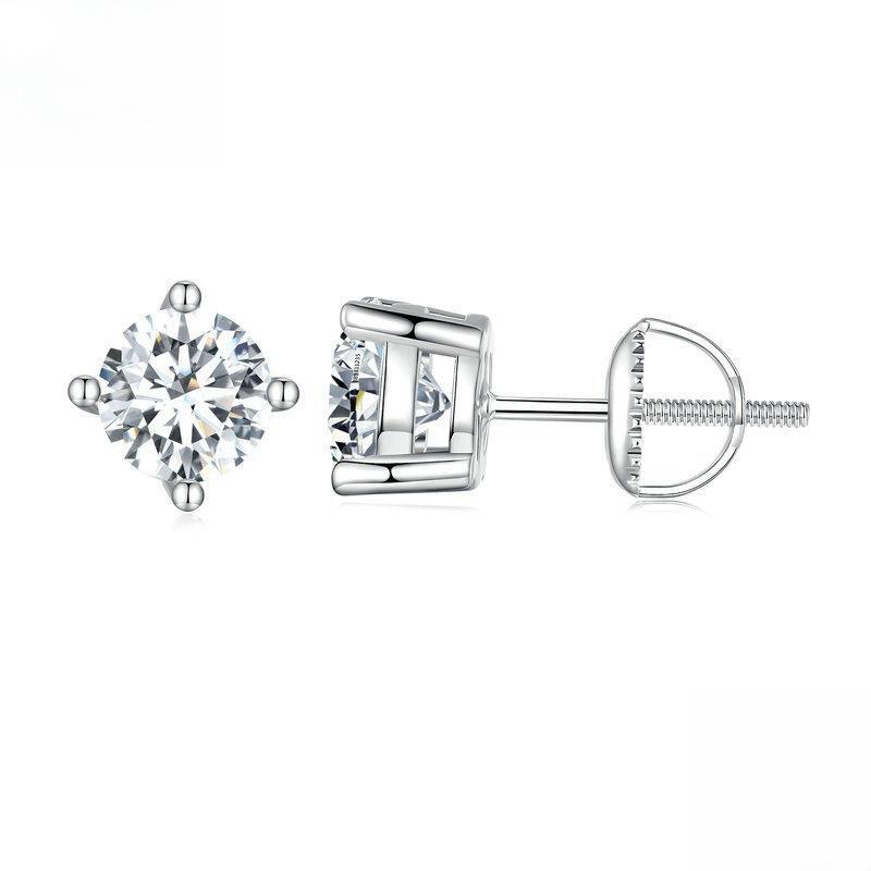 0.5ct/1.0ct 4 Prong Classic Moissanite Stud Earrings