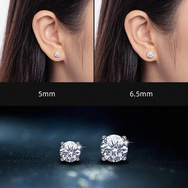 0.5ct/ 1.0ct / 2.0ct Classic 4 Claw Moissanite Stud Earrings